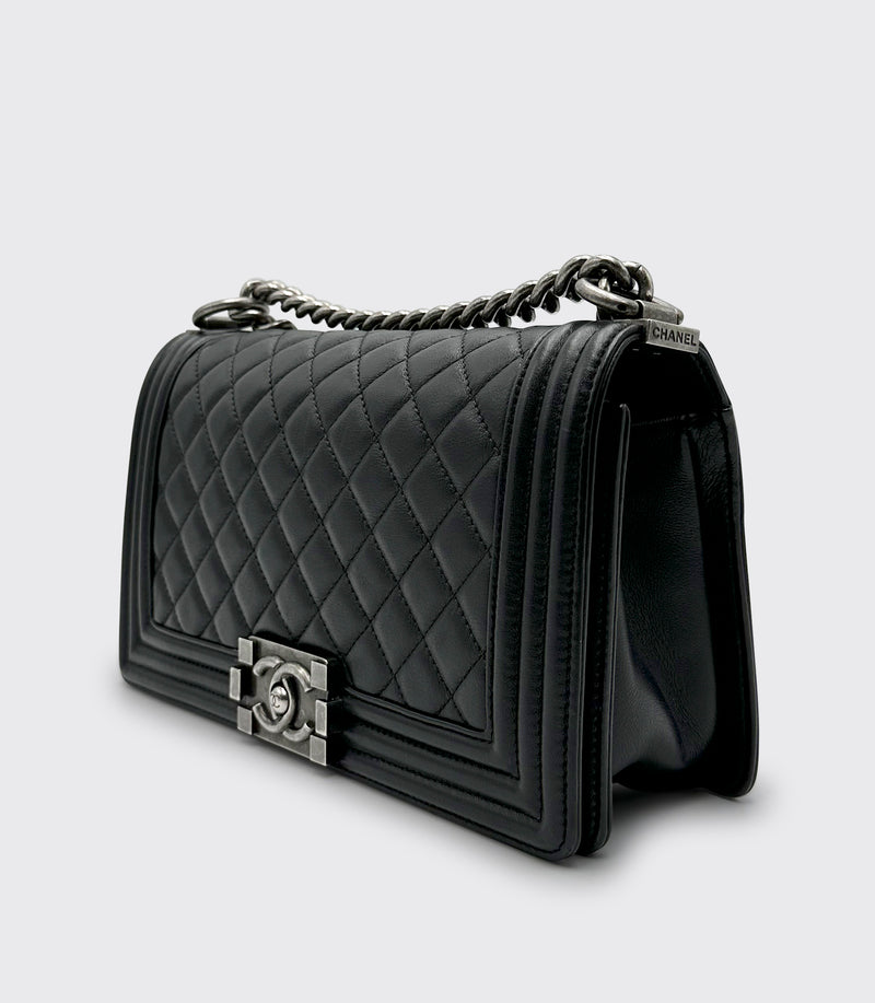Chanel Black Quilted New Medium Boy Bag of Lambskin Leather with Antique Gold Hardware Handbags and Accessories Online Ecommerce Retail Sothebys #16 Chanel Black Quilted New Medium Boy Bag of Lambskin Leather with Antique Gold Hardware Handbags and Accessories Online Ecommerce Retail Sothebys